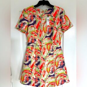 Karen Millen NWT Abstract Jacquard Peplum Hem Mini Dress